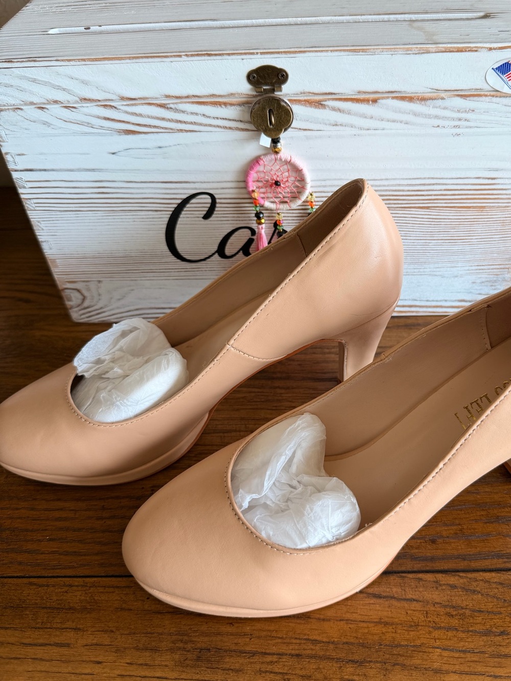 Women’s Nude Blush Platform Pumps Round Toe Heels